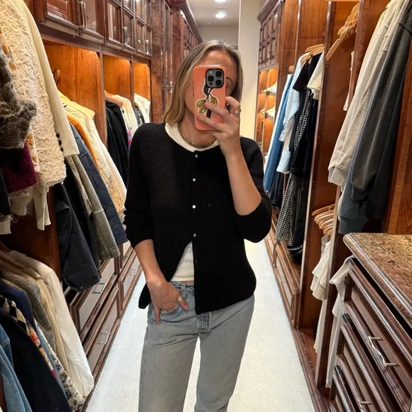 Sezane Gaspard Cardigan - Super Kid Mohair - Black - Picture 4 of 8